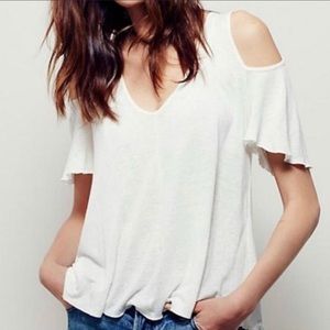 Free People Bittersweet Cold Shoulder Top XS White